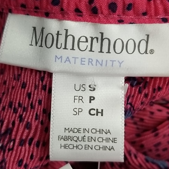 Motherhood Maternity Smocked Pink Floral Belted Blouse Small - Picture 4 of 10